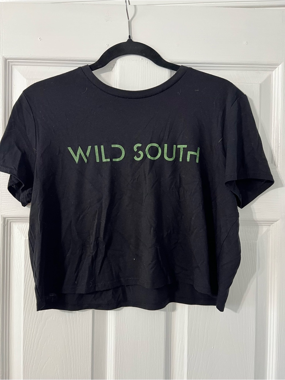 Black Crop Tee with Green Logo